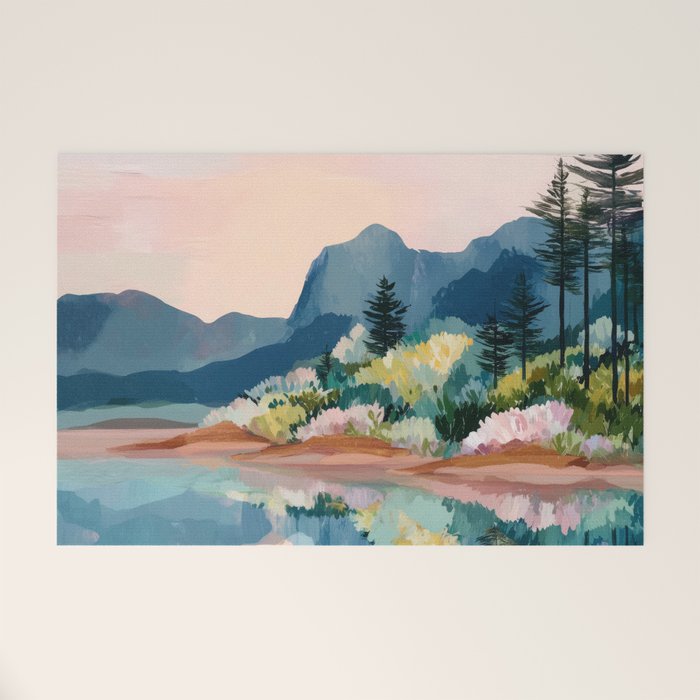 Pastel Lake Reflections Welcome Mat Gallery Image 1