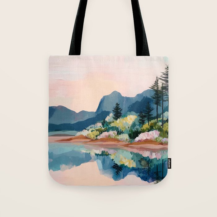 Pastel Lake Reflections Tote Bag Gallery Image 1