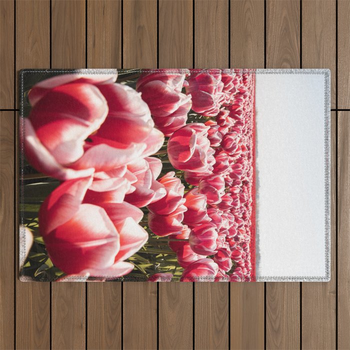 Tulip Field In Holland Floral Photo | Europe Travel Photography Red Flowers Spring Art Print Outdoor Rug Gallery Image 1