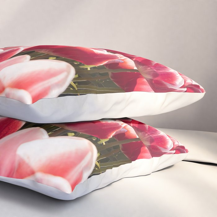 Tulip Field In Holland Floral Photo | Europe Travel Photography Red Flowers Spring Art Print Pillow Sham Gallery Image 3