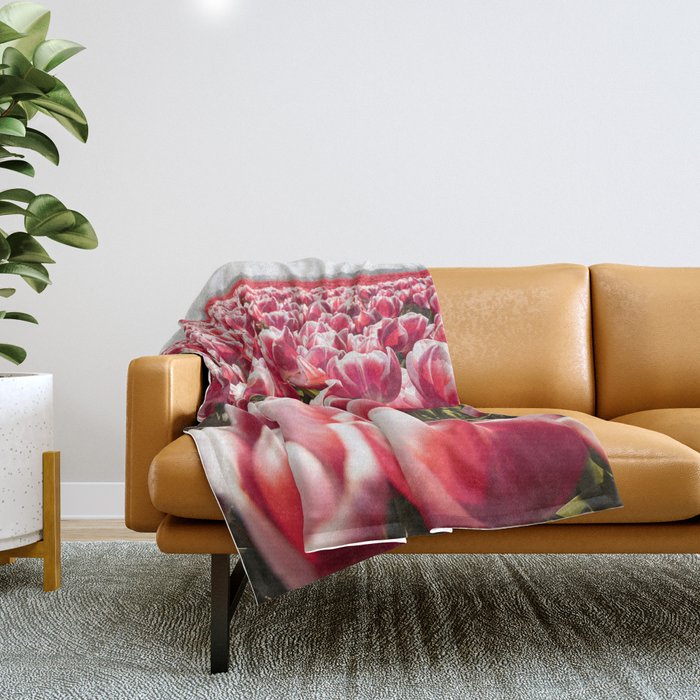 Tulip Field In Holland Floral Photo | Europe Travel Photography Red Flowers Spring Art Print Throw Blanket Gallery Image 1