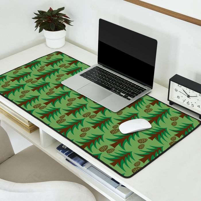 Abstract Fir Trees and Pine Cones Desk Mat Gallery Image 2