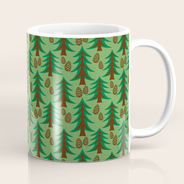 Abstract Fir Trees and Pine Cones Coffee Mug Gallery Image 1