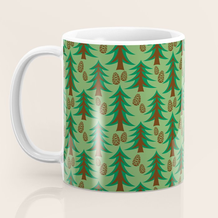 Abstract Fir Trees and Pine Cones Coffee Mug Gallery Image 3