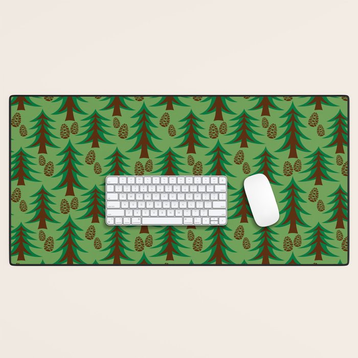 Abstract Fir Trees and Pine Cones Desk Mat Gallery Image 1