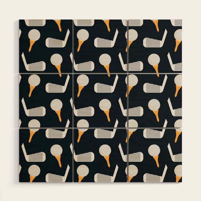 Golf Pattern (Black) Wood Wall Art Gallery Image 1