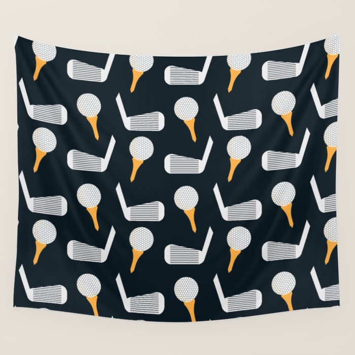 Golf Pattern (Black) Wall Tapestry Gallery Image 4
