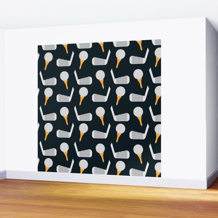 Golf Pattern (Black) Wall Mural Gallery Image 2