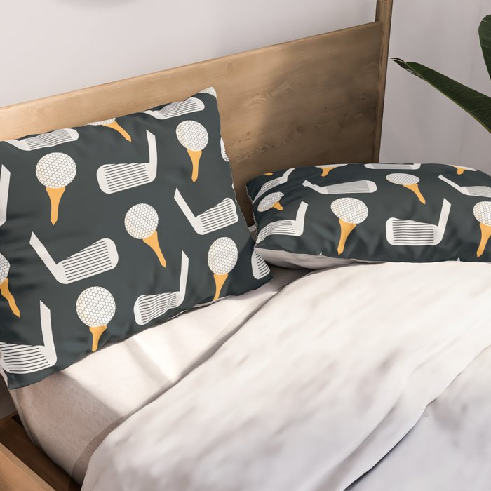 Golf Pattern (Black) Pillow Sham Gallery Image 2