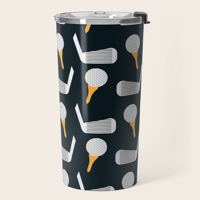 Golf Pattern (Black) Travel Mug Gallery Image 2