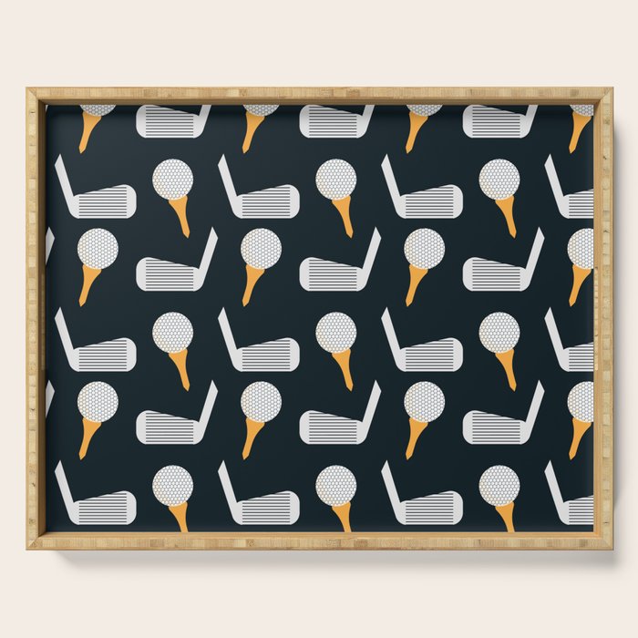 Golf Pattern (Black) Serving Tray Gallery Image 1