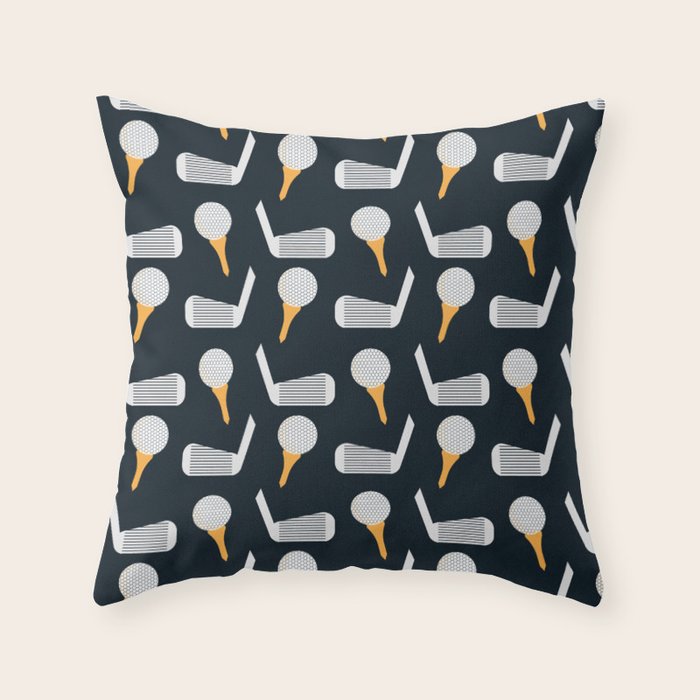 Golf Pattern (Black) Throw Pillow Gallery Image 6