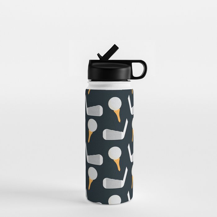 Golf Pattern (Black) Water Bottle Gallery Image 1