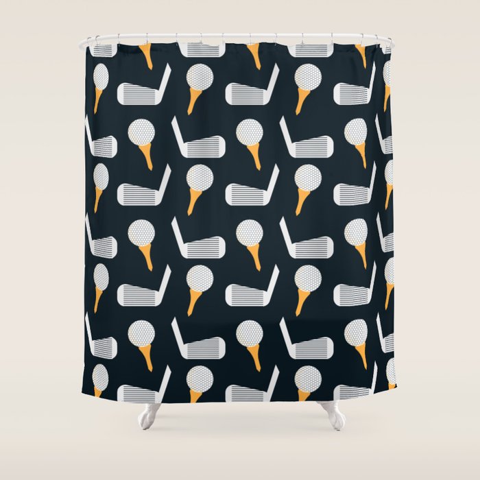 Golf Pattern (Black) Shower Curtain Gallery Image 1