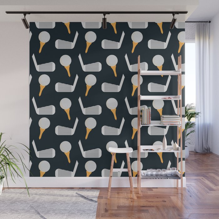 Golf Pattern (Black) Wall Mural