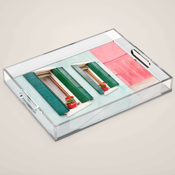Burano Pastels - Venice Italy Acrylic Tray Gallery Image 1
