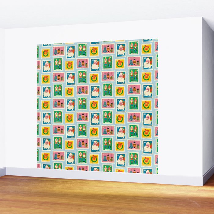 Christmas Stamps Wall Mural Gallery Image 2