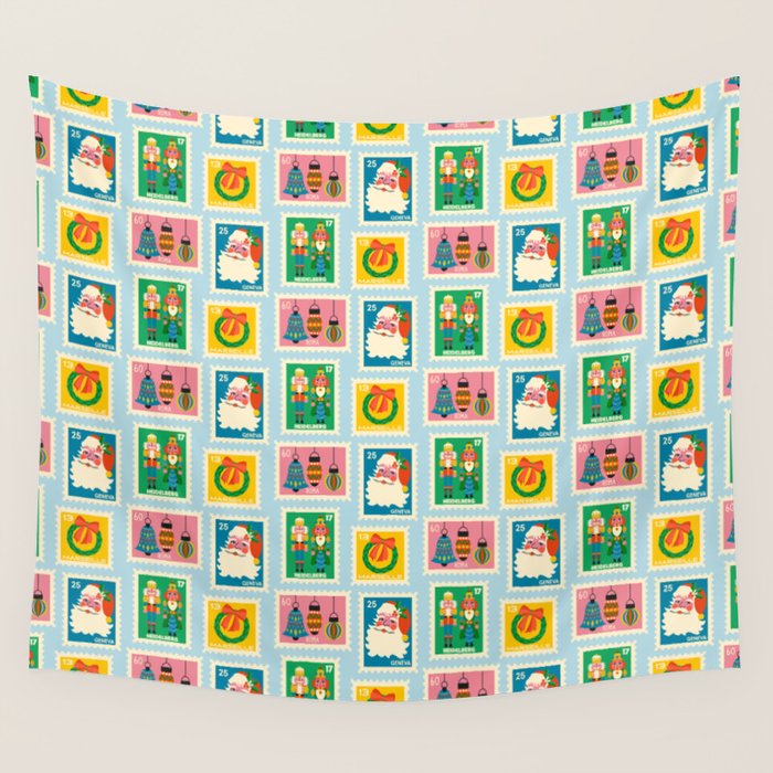 Christmas Stamps Wall Tapestry Gallery Image 4