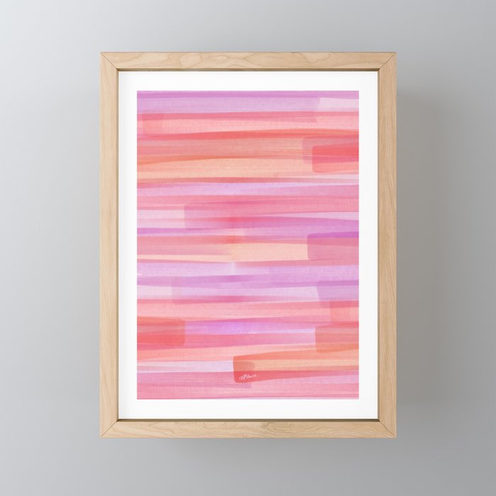 Abstract Watercolor Waves in Pink Sunset Mini Art Print Gallery Image 1