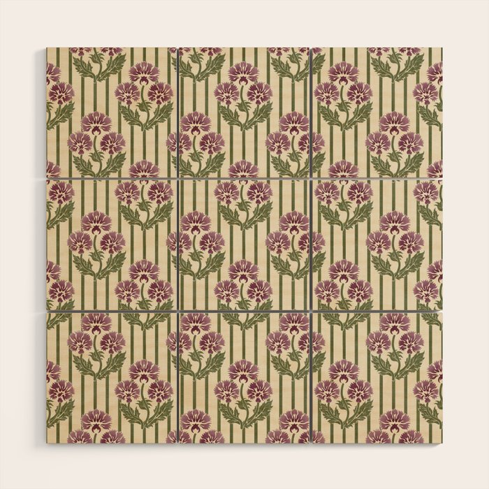Highland Floral Stripe Wood Wall Art Gallery Image 1