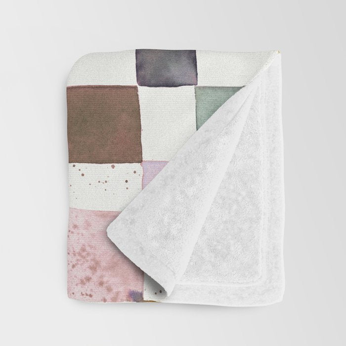 Watercolor Fall Checker Rustic Earthy Throw Blanket Gallery Image 3