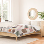 Watercolor Fall Checker Rustic Earthy Duvet Cover Gallery Image 2
