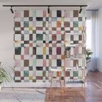 Watercolor Fall Checker Rustic Earthy Wall Mural Gallery Image 1