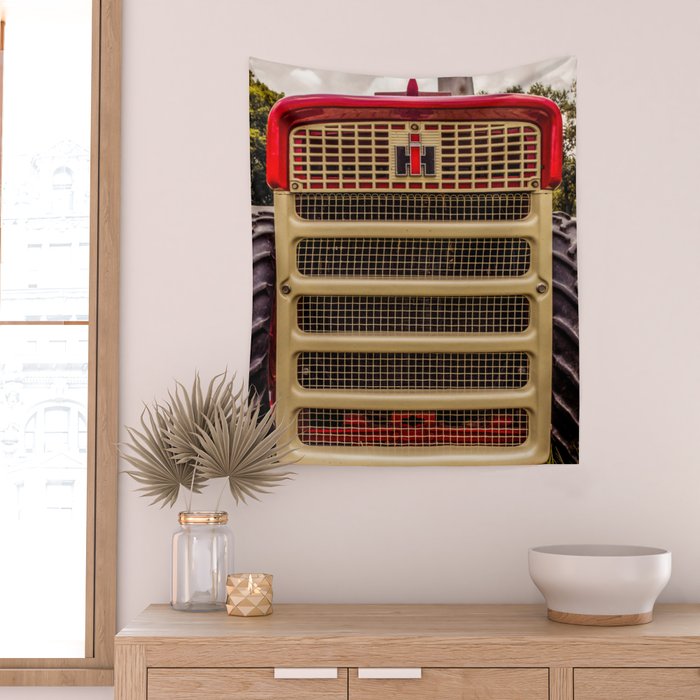 International Grill Red Tractor Front  Wall Tapestry Gallery Image 2