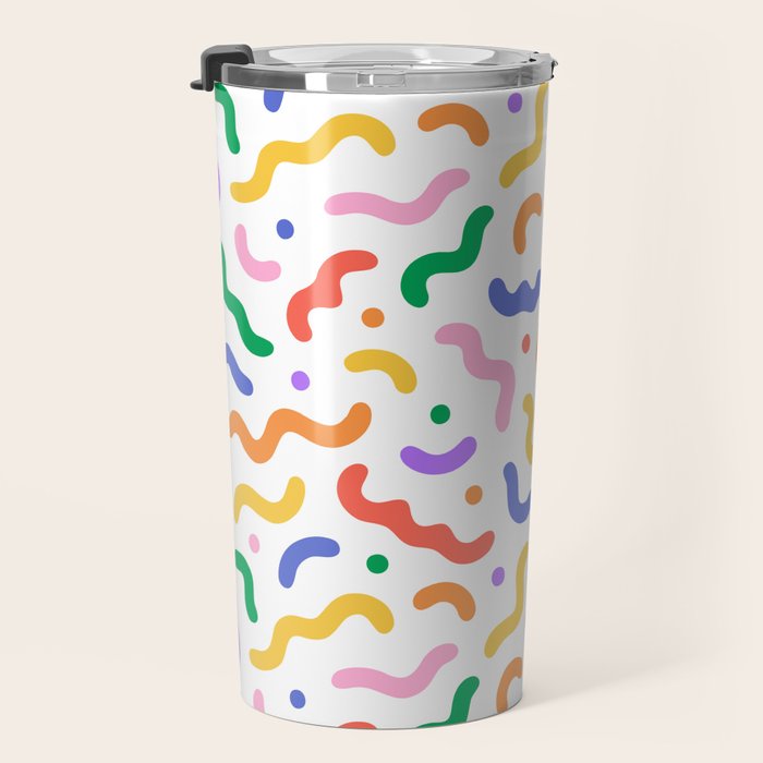 Fun colorful line doodle art pattern Travel Mug Gallery Image 3