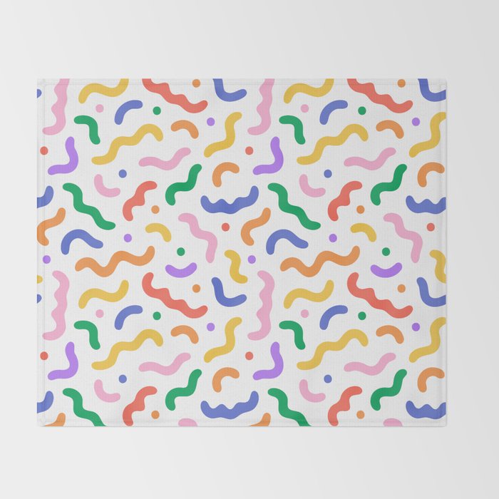 Fun colorful line doodle art pattern Throw Blanket Gallery Image 2