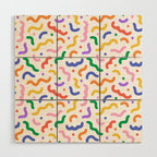 Fun colorful line doodle art pattern Wood Wall Art Gallery Image 1