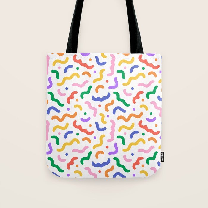 Fun colorful line doodle art pattern Tote Bag Gallery Image 1