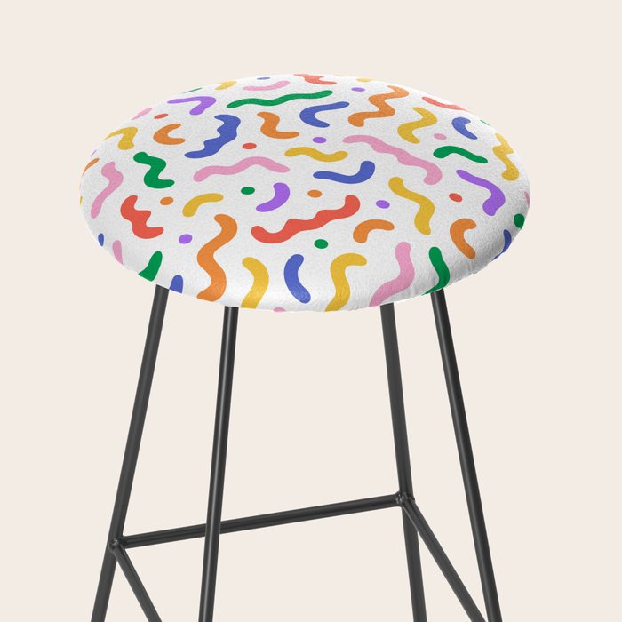 Fun colorful line doodle art pattern Stool Gallery Image 2