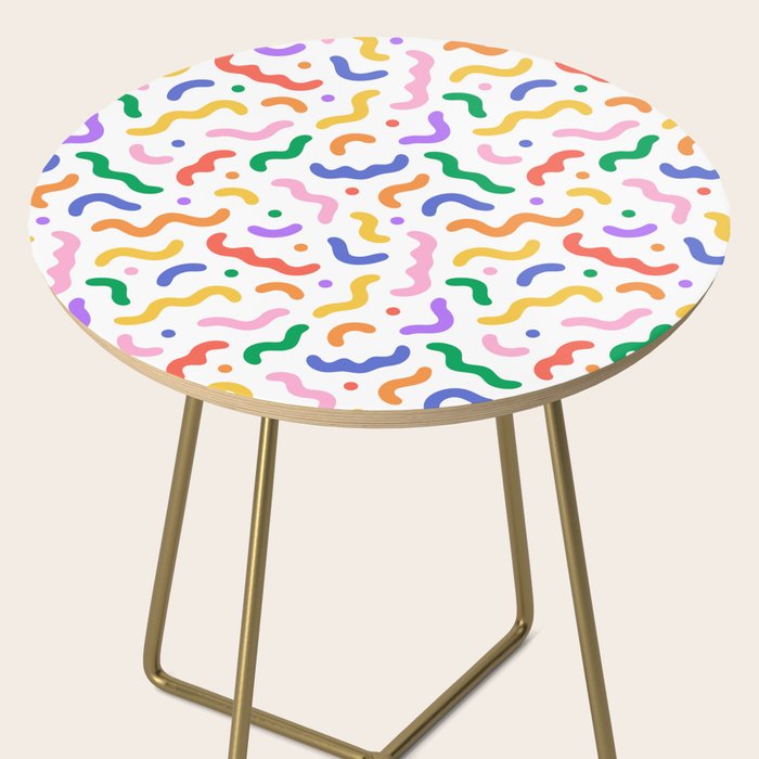 Fun colorful line doodle art pattern Side Table Gallery Image 2