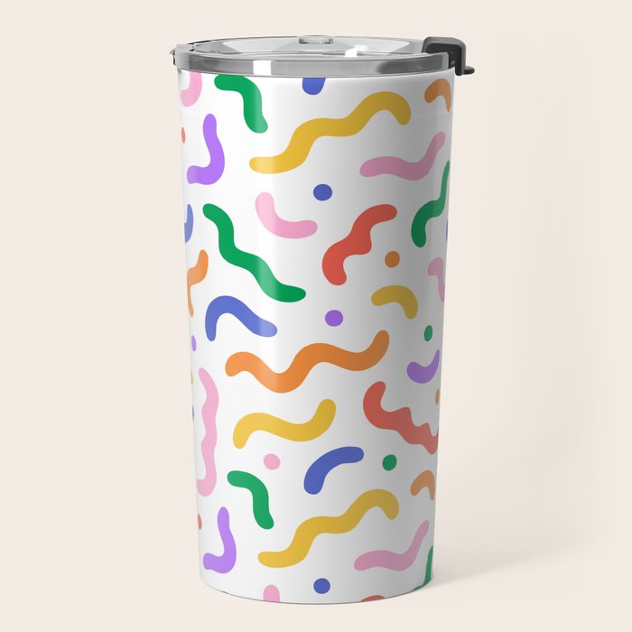 Fun colorful line doodle art pattern Travel Mug Gallery Image 2