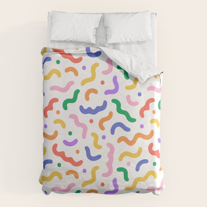 Fun colorful line doodle art pattern Duvet Cover Gallery Image 1