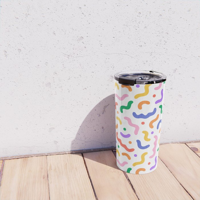 Fun colorful line doodle art pattern Travel Mug Gallery Image 4