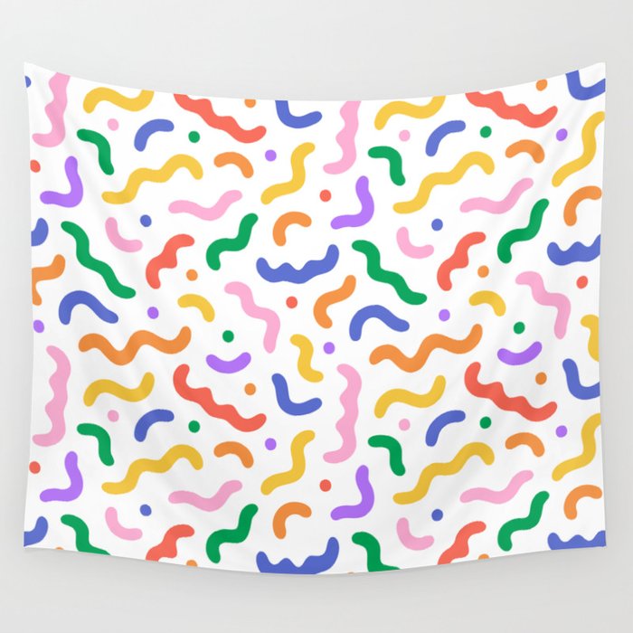 Fun colorful line doodle art pattern Wall Tapestry Gallery Image 1
