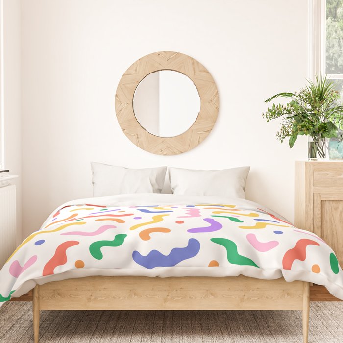 Fun colorful line doodle art pattern Duvet Cover Gallery Image 3