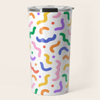 Fun colorful line doodle art pattern Travel Mug Gallery Image 1