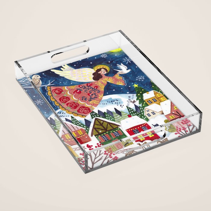 Christmas angel of peace Acrylic Tray Gallery Image 1