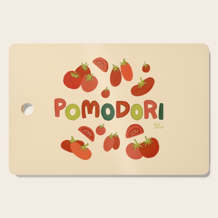 Hand Drawn Italian Roman Pomodori Tomato Classic Mediterranean Art Cutting Board Gallery Image 1