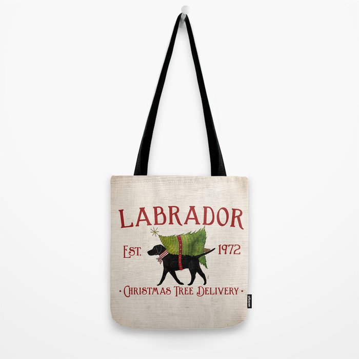 Lab Black Labrador dog tree farm delivery christmas art Tote Bag Gallery Image 2