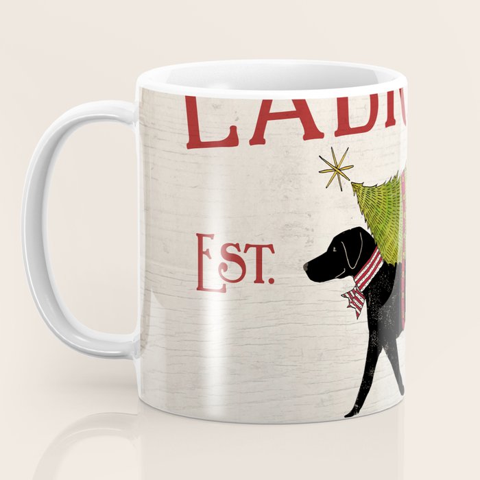 Lab Black Labrador dog tree farm delivery christmas art Coffee Mug Gallery Image 3