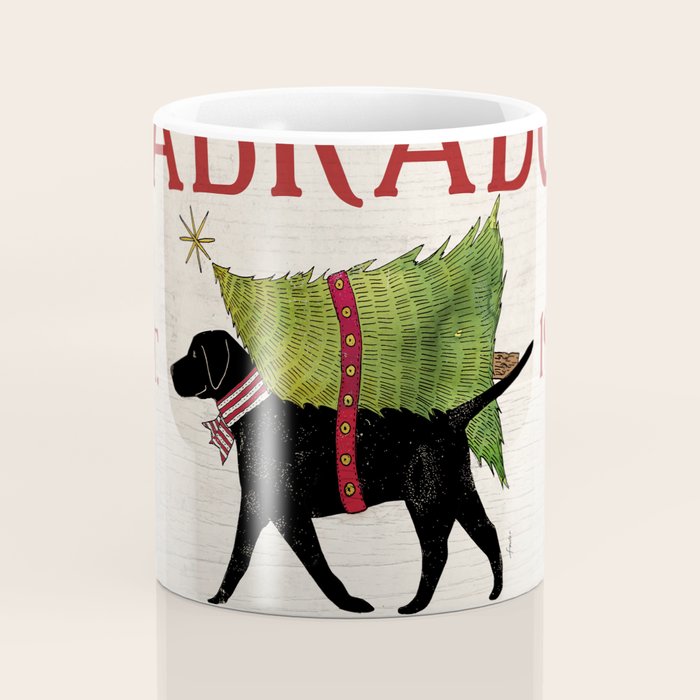 Lab Black Labrador dog tree farm delivery christmas art Coffee Mug Gallery Image 4