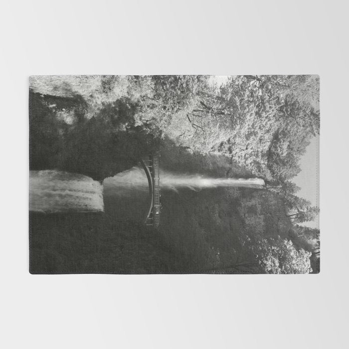 Multnomah Falls Oregon Waterfall Black and White Rug Gallery Image 2