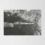 Multnomah Falls Oregon Waterfall Black and White Rug Gallery Image 2