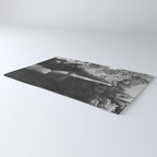 Multnomah Falls Oregon Waterfall Black and White Rug Gallery Image 3