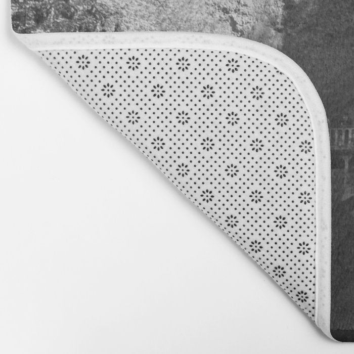 Multnomah Falls Oregon Waterfall Black and White Bath Mat Gallery Image 2