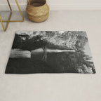 Multnomah Falls Oregon Waterfall Black and White Rug Gallery Image 1
